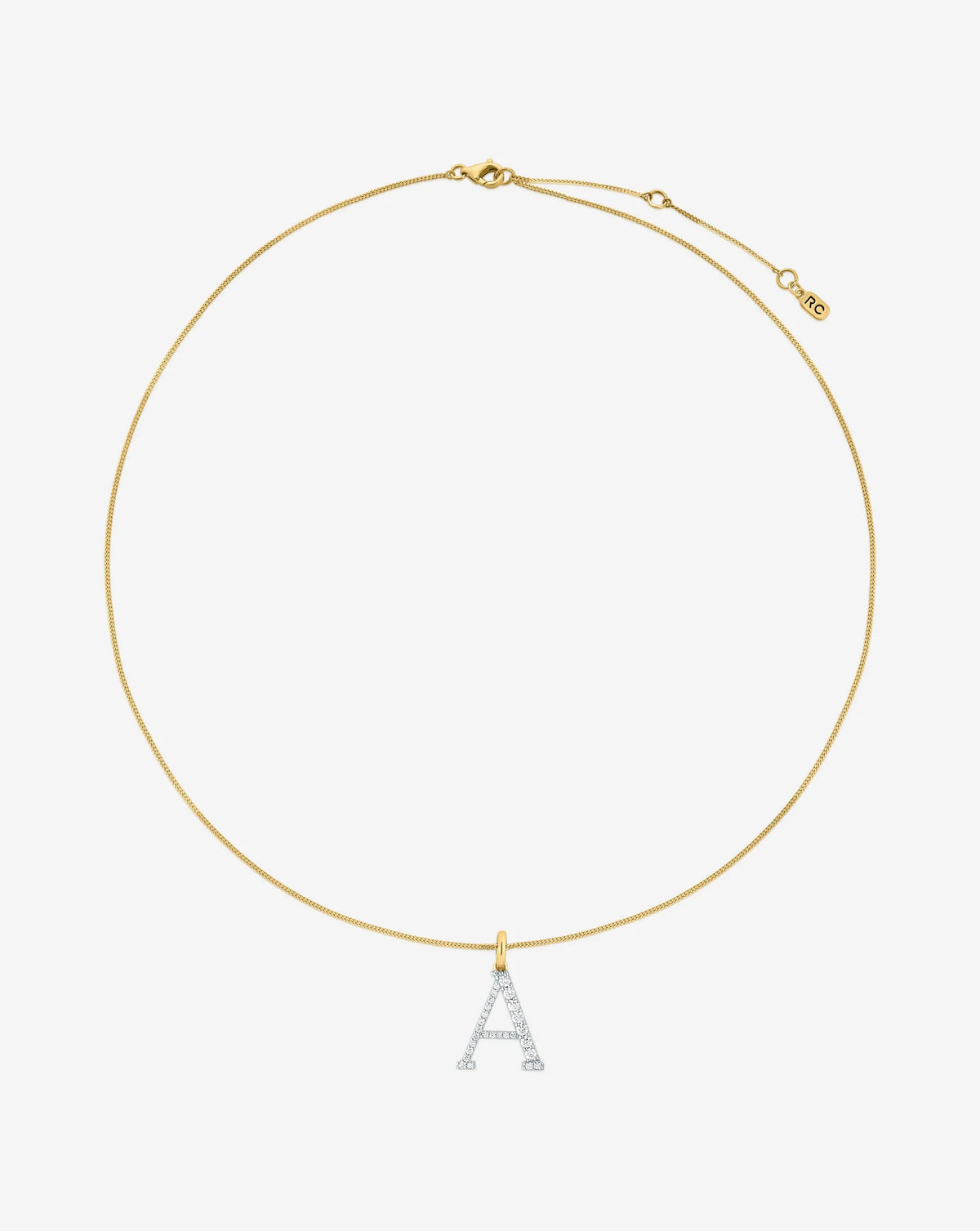 Large Diamond Initial Pendant Necklace