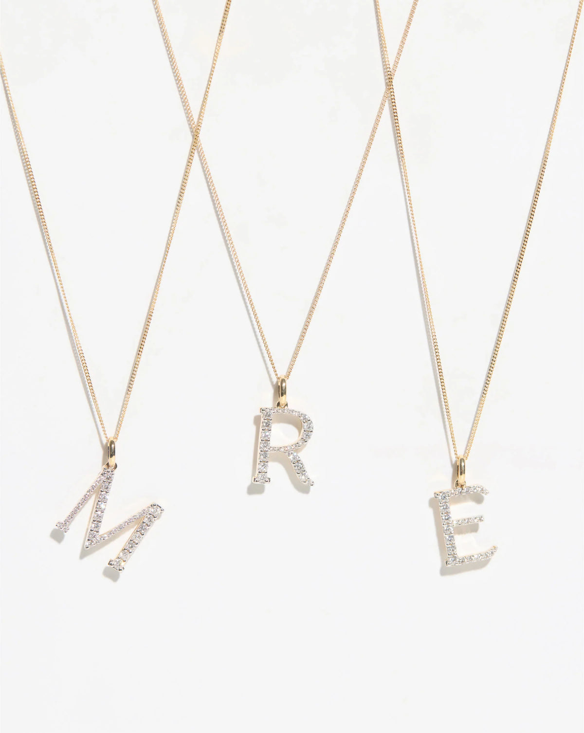 Large Diamond Initial Pendant Necklace