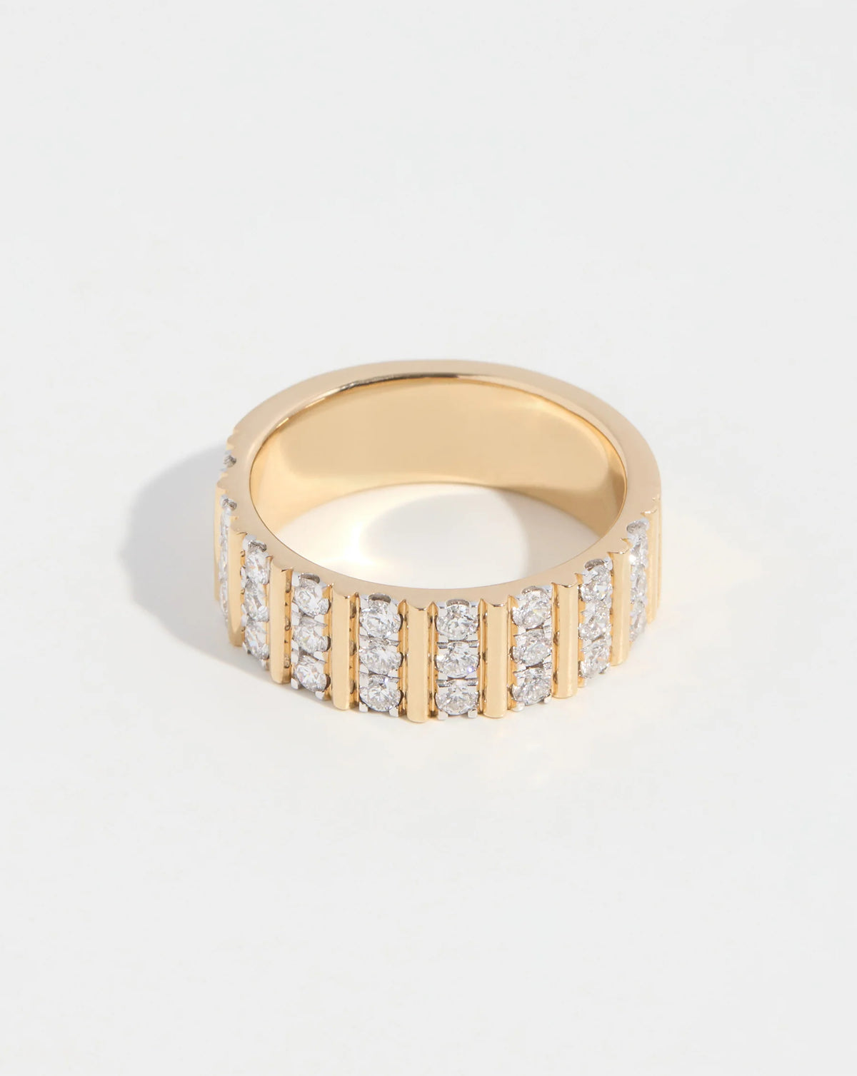 Three Row Fluted Diamond Ring