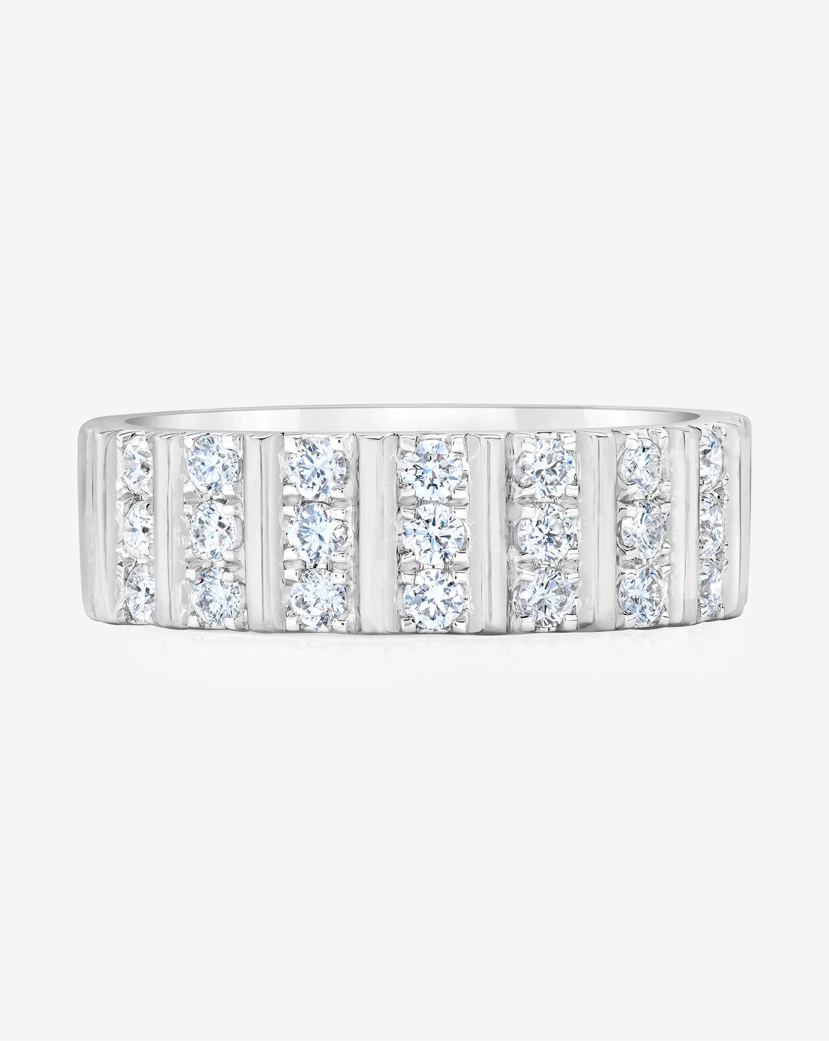 Three Row Fluted Diamond Ring